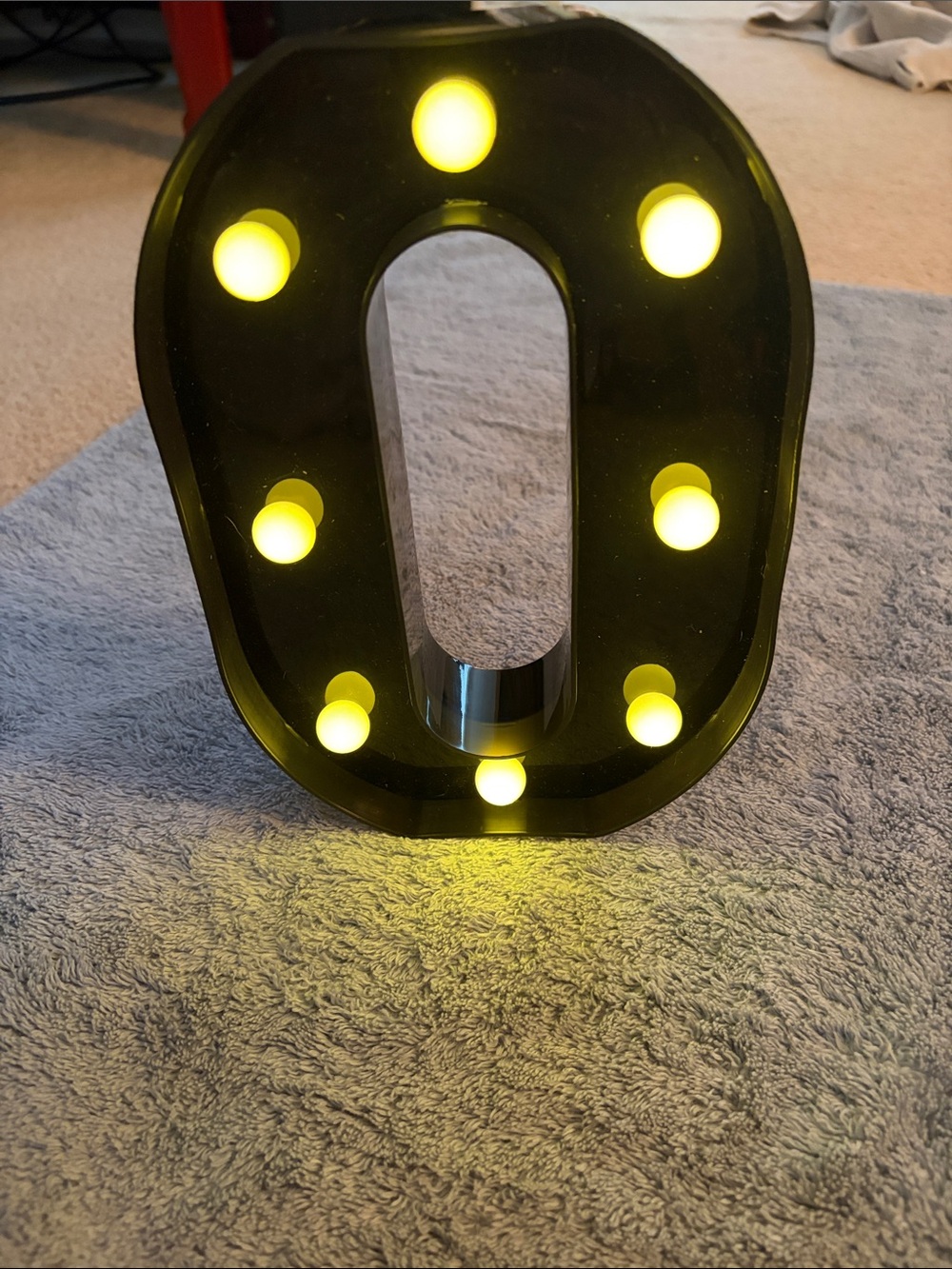 Yellow LED Marquee Number 0 - Decorative Home Party Light